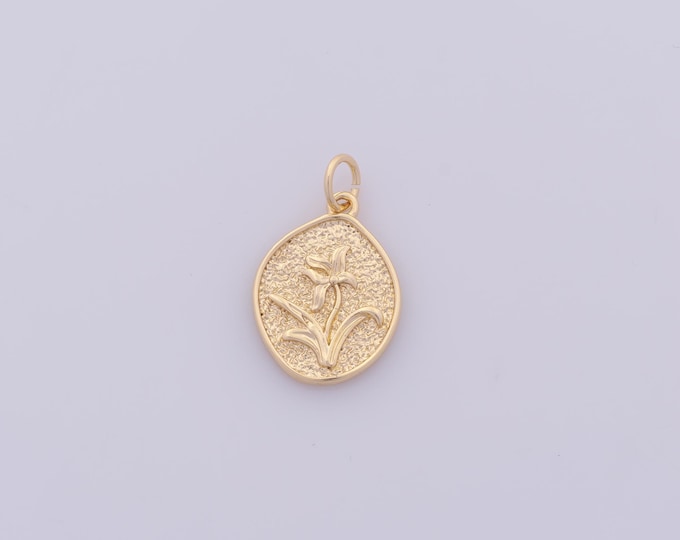 1 pcs Gold Flower Pendant,18K Gold Filled Flower Charm,Flower Charms DIY Bracelet Necklace Jewelry Making Findings Supply