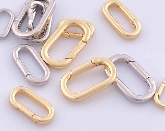 1 pcs Gold Push Door Clasp,18K Gold Filled Spring Clasp,Oval Clasp for DIY Bracelet Necklace Jewelry Making Findings Supply