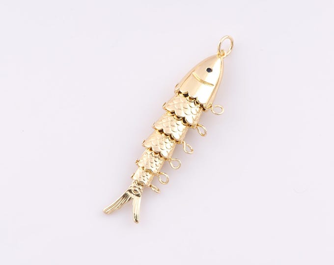 1 pcs Gold Fish Pendant,18K Gold Filled Koi Charm,Fish Charms,DIY Bracelet Necklace Jewelry Making Findings Supply