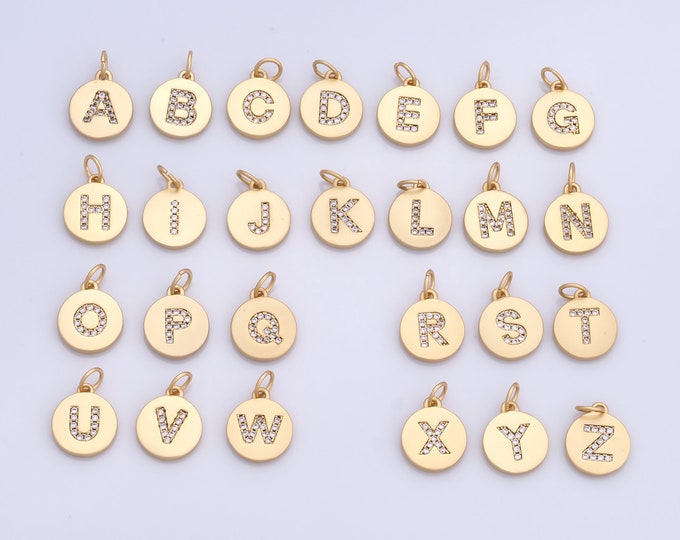 1 pcs Gold Letters Pendant,18K Gold Filled CZ Initial Charm,Alphabet Charm DIY Bracelet Necklace Jewelry Making Findings Supply