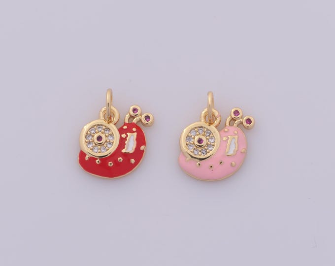 1 pcs Gold Enamel Snail Pendant,18K Gold Filled Snail Charm,CZ Snail Charms DIY Bracelet Necklace Jewelry Making Findings Supply