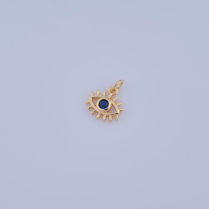 1 Pcs Gold CZ Evil Eye Pendant,18k Gold Filled Eye Charm,devil Eye