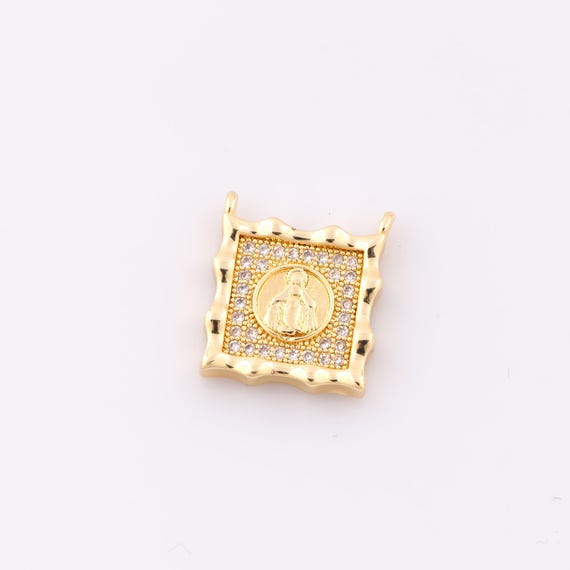 ゴールド CZ 聖母マリアペンダント 1 個、18K ゴールドフィルド宗教