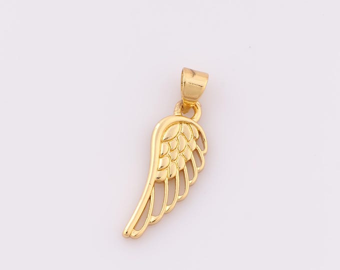 1 pcs Gold Wing Pendant,18K Gold Filled Wing Charm,Wing Charm DIY Bracelet Necklace Jewelry Making Findings Supply