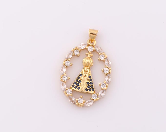 1 pcs Gold CZ Papal Pendant,18K Gold Filled Religion Charm,Christian Charm DIY Bracelet Necklace Jewelry Making Findings Supply