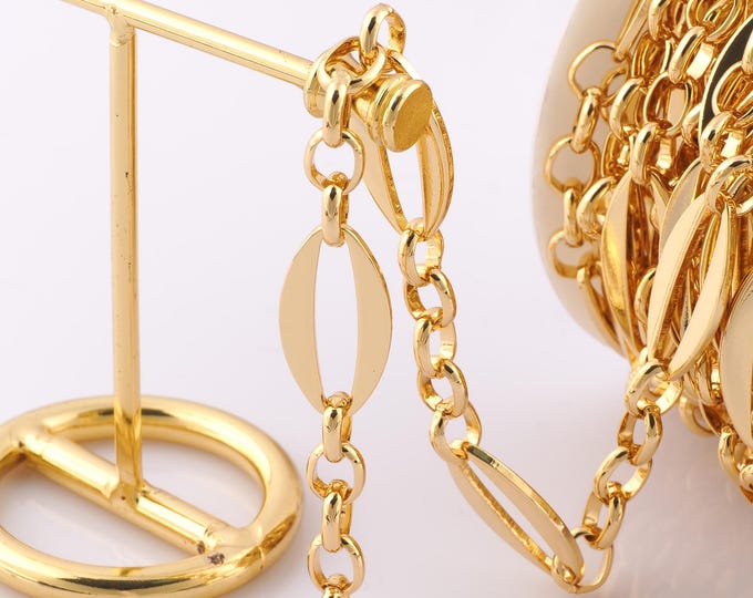 1 Meter Gold Figaro Chain, 18K Gold Filled Semi Finished Chain, Specialty Chains, DIY Jewelry Making Supplies