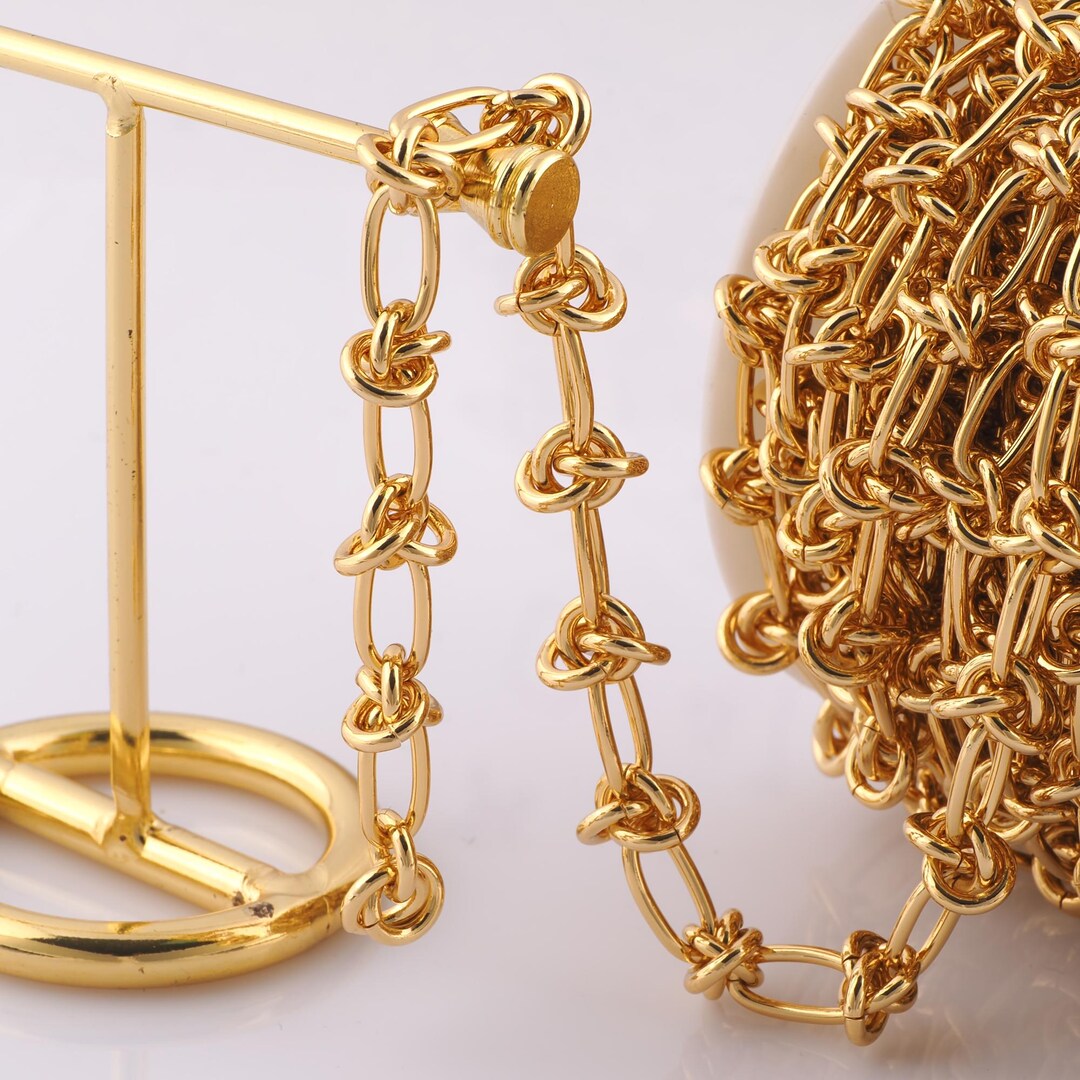 Knot Chain Options 1 Meter Gold Knot Chain, 18K Gold Filled Semi Finished Chain, Specialty ...