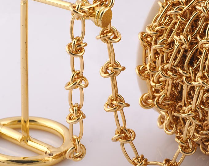 1 Meter Gold Knot Chain, 18K Gold Filled Semi Finished Chain, Specialty Chains, DIY Jewelry Making Supplies