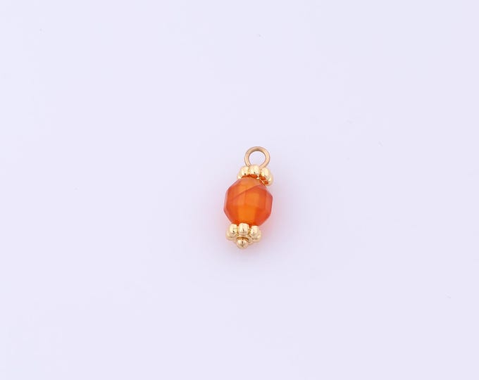 1 pcs Gold Energy Stone Pendant,18K Gold Filled Natural Stone Charm,Red Agate Charms DIY Bracelet Necklace Jewelry Making Findings Supply