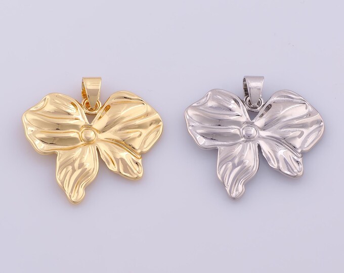 1 pcs Gold Bow Pendant,18K Gold Filled Tie Charm,Bow Charms DIY Bracelet Necklace Jewelry Making Findings Supply