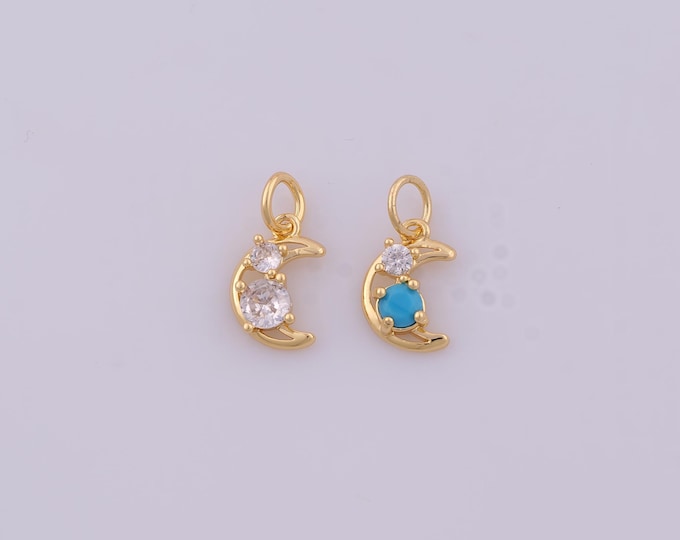 1 pcs Gold CZ Crescent Moon Pendant,18K Gold Filled Celestial Charm,Moon Charms DIY Bracelet Necklace Jewelry Making Findings Supply