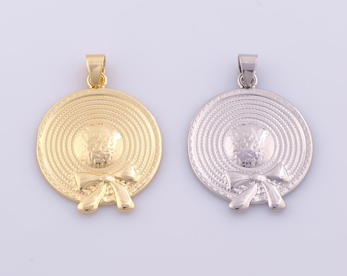1 pcs Gold Hat Pendant,18K Gold Filled Bow Charm,Hat Charms DIY Bracelet Necklace Jewelry Making Findings Supply