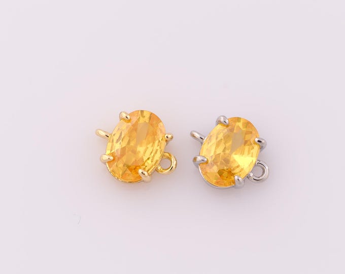 1 pcs Gold CZ Oval Connector,18K Gold Filled Oval Connector,Oval Connector DIY Bracelet Necklace Jewelry Making Findings Supply