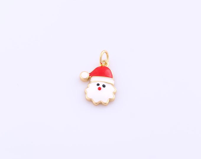 1 pcs Enamel Christmas Hat Pendant,18K Gold Filled Snowman Charm,Christmas Charms DIY Bracelet Necklace Jewelry Making Findings Supply