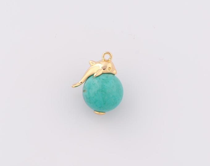 1 pcs Gold Dolphin Pendant,18K Gold Filled Animal Charm,Dolphin Charms,DIY Bracelet Necklace Jewelry Making Findings Supply