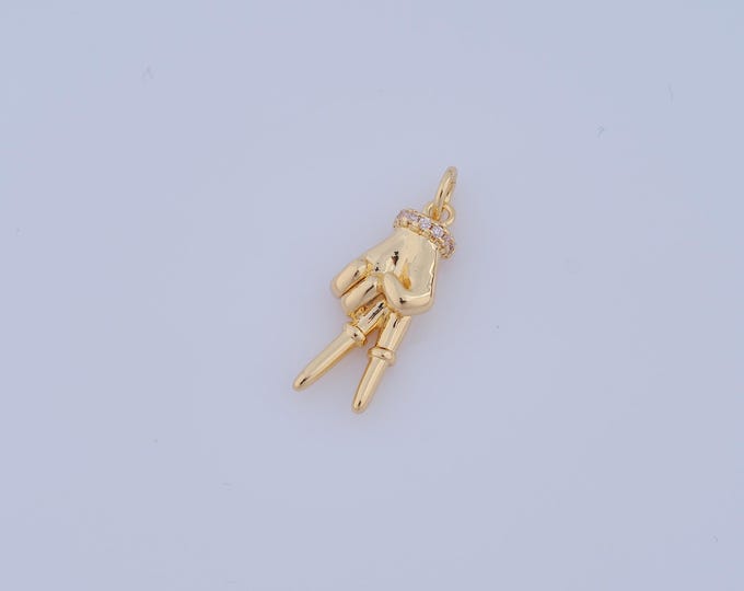 1 pcs Gold CZ Gesture Pendant,18K Gold Filled Gesture Charm,Gesture Charm DIY Bracelet Necklace Jewelry Making Findings Supply