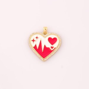 1 Stück Gold Emaille Herz Anhänger, 18K Gold gefüllt Herz Charm, CZ Herz Charms DIY Armband Halskette Schmuck machen Erkenntnisse Versorgung