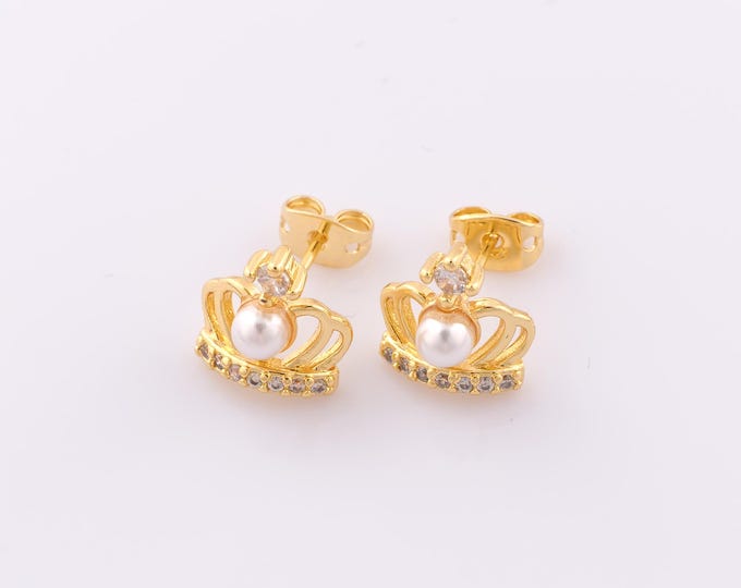 1 pair Gold Crown Stud Earrings,18K Gold Filled Crown Stud Earrings,Crown Stud Earrings,Hypoallergenic Stud Earrings,Gift for Her