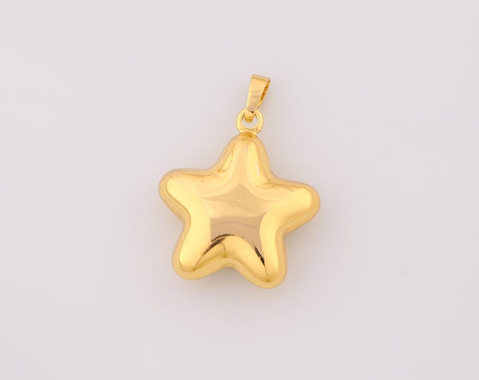1 pcs Gold Star Pendant,18K Gold Filled Star Charm,Star Charms,DIY Bracelet Necklace Jewelry Making Findings Supply
