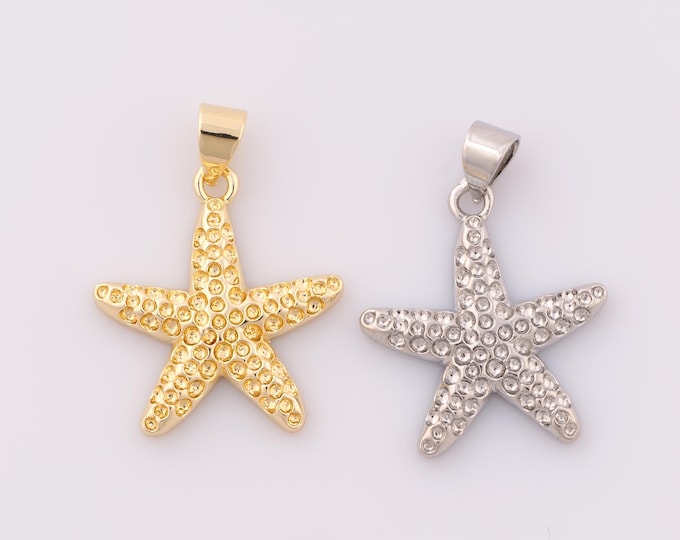 1 pcs Gold Starfish Pendant,18K Gold Filled Minimalist Charm,Starfish Charm DIY Bracelet Necklace Jewelry Making Findings Supply