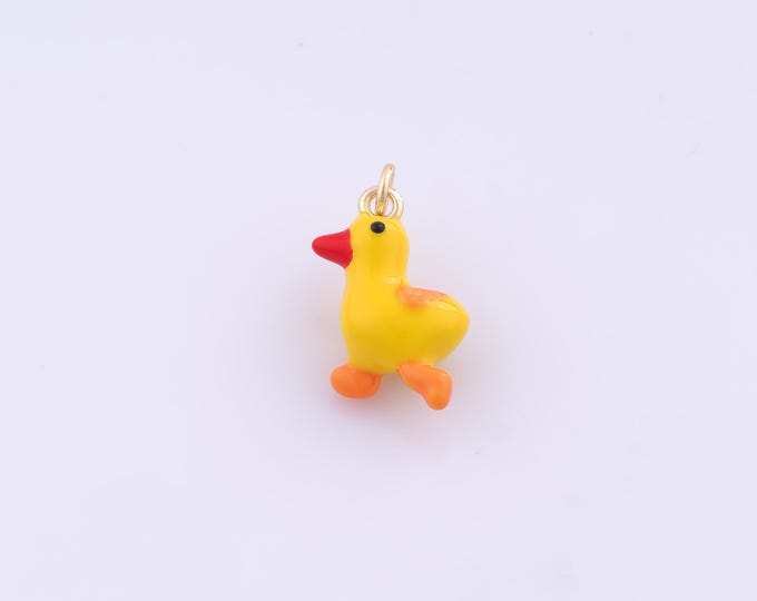 1 pcs Gold Enamel Duck Pendant,18K Gold Filled Animal Charm,Duck Charms DIY Bracelet Necklace Jewelry Making Findings Supply