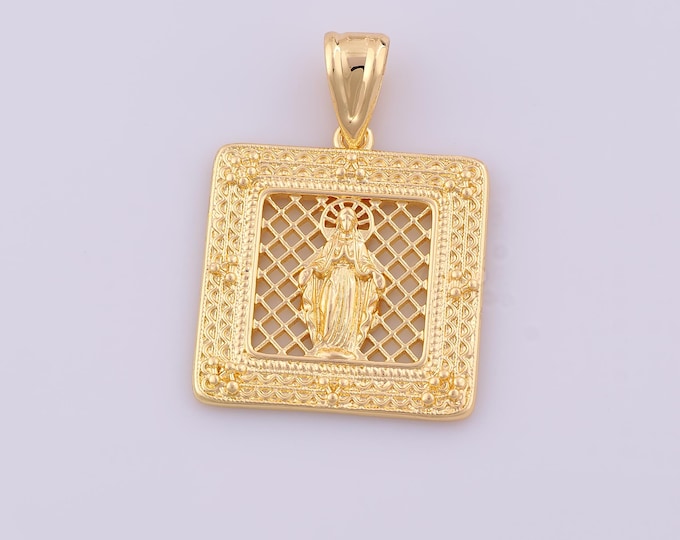 1 pcs Gold Virgin Mary Pendant,18K Gold Filled Religion Charm,Catholic Charms DIY Bracelet Necklace Jewelry Making Findings Supply