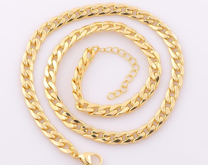 1 Str Curb Necklace,Chains Necklace 18K Gold Filled Curb Necklace, Adjustable Necklace, Gift for Her