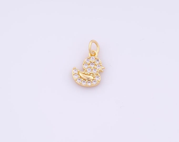 1 pcs Gold CZ Duck Pendant,18K Gold Filled Animal Charm,Duck Charms DIY Bracelet Necklace Jewelry Making Findings Supply