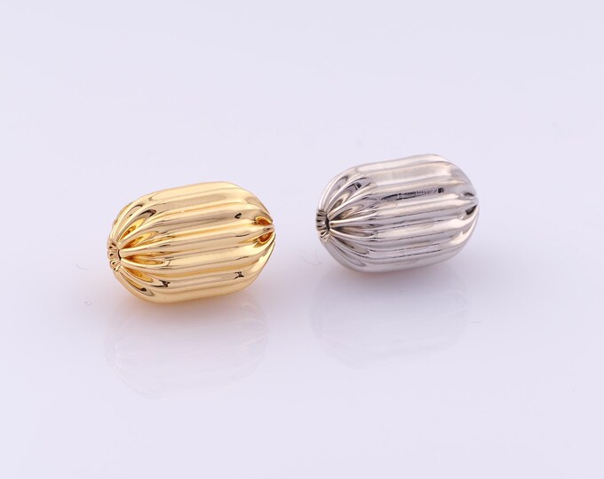 1 pcs 18K Gold Filled Corrugated Spacer Beads,Tube Beads,Corrugated Beads for DIY Jewelry Making Findings Supply