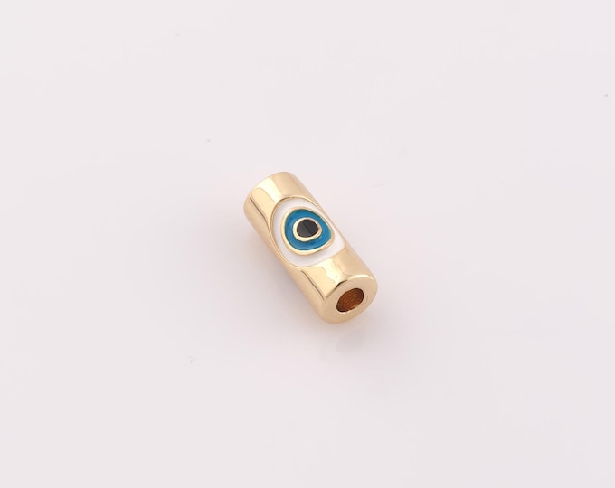 1 pcs 18K Gold Filled Round Tube Spacer Beads,Evil Eye Beads,Round Beads for DIY Jewelry Making Findings Supply