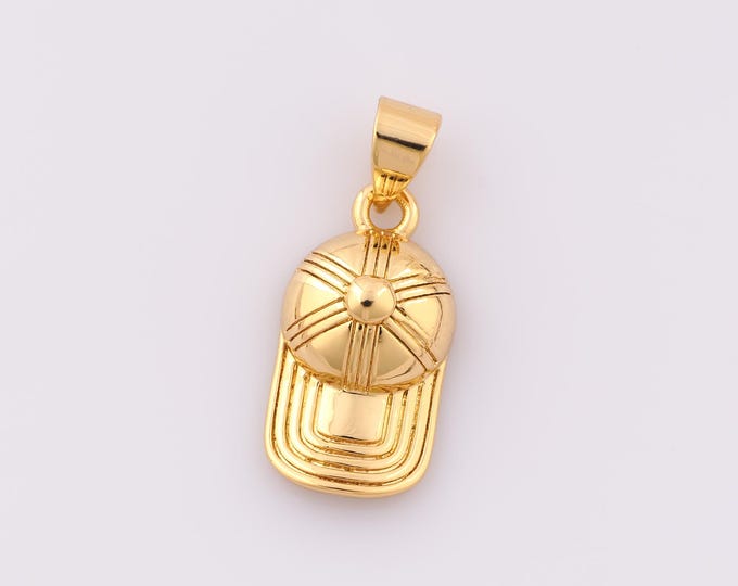 1 pcs Gold Hat Pendant,18K Gold Filled Hat Charm,Hat Charm DIY Bracelet Necklace Jewelry Making Findings Supply