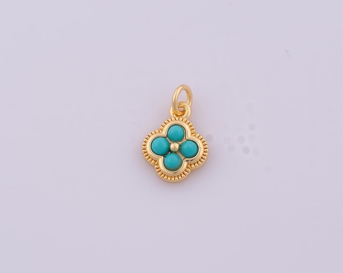 1 pcs Gold Lucky Grass Pendant,18K Gold Filled Flower Charm,Lucky Grass Charms DIY Bracelet Necklace Jewelry Making Findings Supply