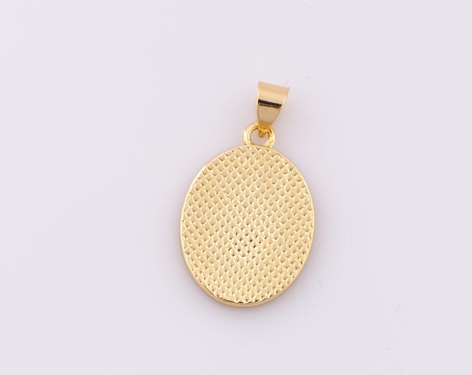 1 pcs Gold Oval Pendant,18K Gold Filled Oval Charm,Oval Charm DIY Bracelet Necklace Jewelry Making Findings Supply