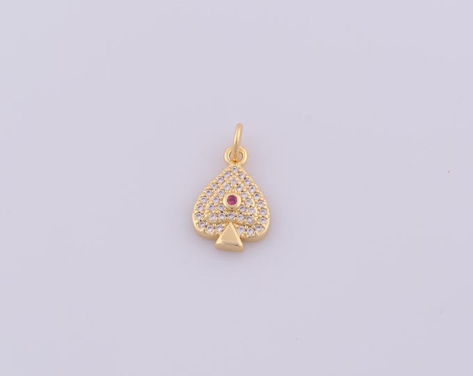 1 pcs Gold CZ Spade Pendant,18K Gold Filled Ace of Spade Charm,Spade Charms DIY Bracelet Necklace Jewelry Making Findings Supply