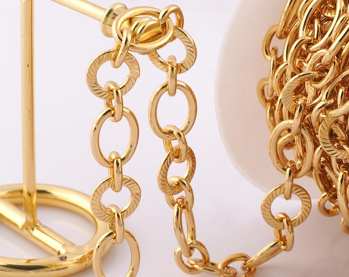1 Meter Gold Cable Chain, 18K Gold Filled Semi Finished Chain, Specialty Chains, DIY Jewelry Making Supplies