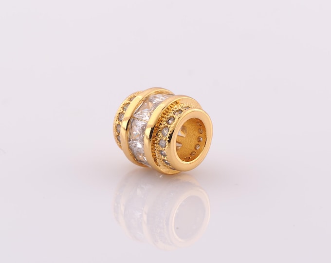 1 pcs 18K Gold Filled Round Spacer Beads,Wide Beads,Tube Beads for DIY Jewelry Making Findings Supply