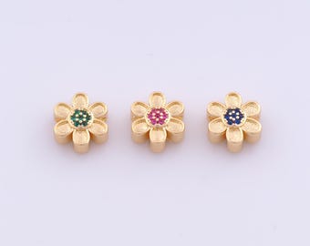 1 pcs 18K Gold Filled CZ Daisy Spacer Beads,Flower Beads,Daisy Beads for DIY Jewelry Making Findings Supply