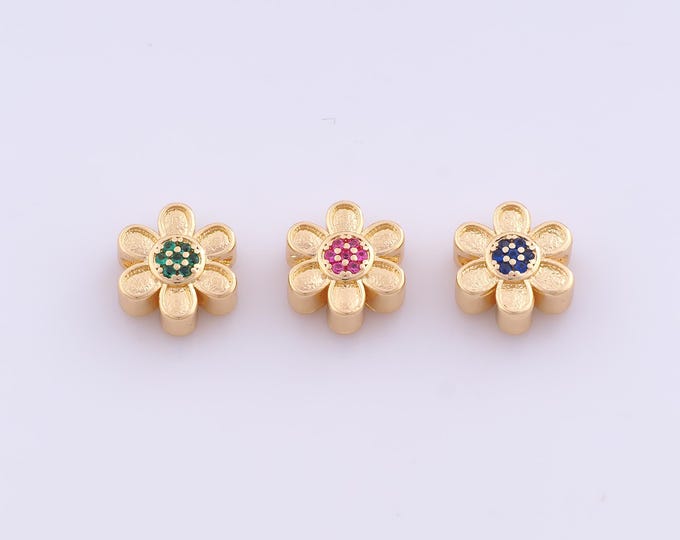 1 pcs 18K Gold Filled CZ Daisy Spacer Beads,Flower Beads,Daisy Beads for DIY Jewelry Making Findings Supply