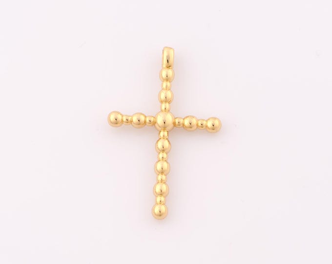 1 pcs Gold Cross Pendant,18K Gold Filled Ball Charm,Christian Charms DIY Bracelet Necklace Jewelry Making Findings Supply