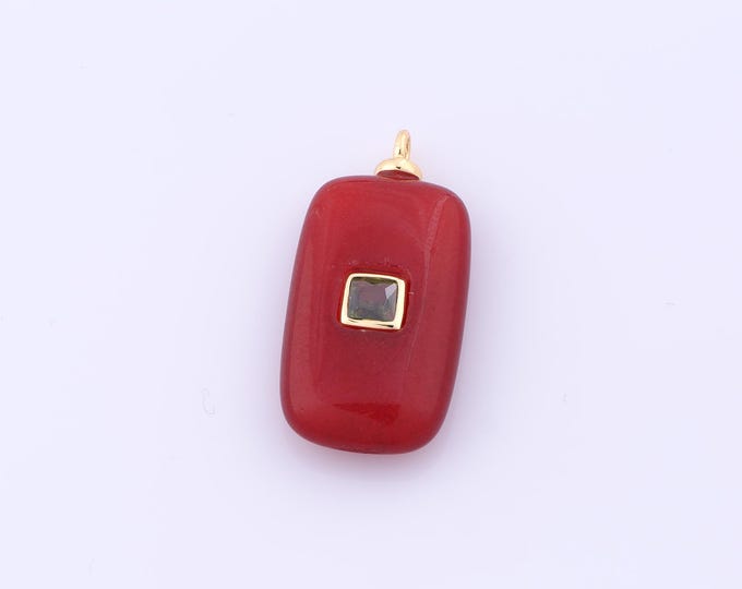 1 pcs Gold Energy Stone Pendant,18K Gold Filled Natural Stone Charm,Red Agate Charms DIY Bracelet Necklace Jewelry Making Findings Supply