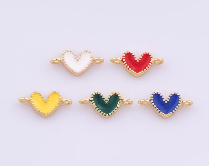 1 pcs Gold Enamel Heart Connector,18K Gold Filled Love Connector,Heart Connector DIY Bracelet Necklace Jewelry Making Findings Supply