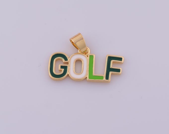 1 pcs Gold Enamel Golf Letter Pendant,18K Gold Filled Golf Charm,Letter Charms DIY Bracelet Necklace Jewelry Making Findings Supply