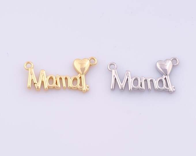 1 pcs Gold MAMA Pendant,18K Gold Filled Heart Charm,Letter Charms DIY Bracelet Necklace Jewelry Making Findings Supply