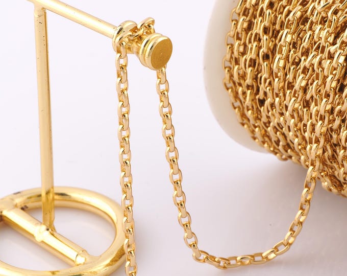 1 Meter Gold Rolo Chain, 18K Gold Filled Semi Finished Chain, Specialty Chains, DIY Jewelry Making Supplies