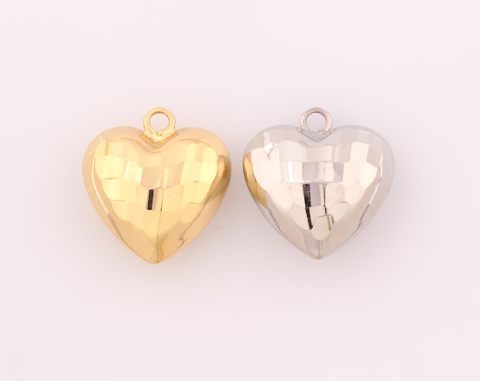 1 pcs Gold Puffed Heart Pendant,18K Gold Filled Puffed Heart Charm,Puffed Heart Charms DIY Bracelet Necklace Jewelry Making Findings Supply