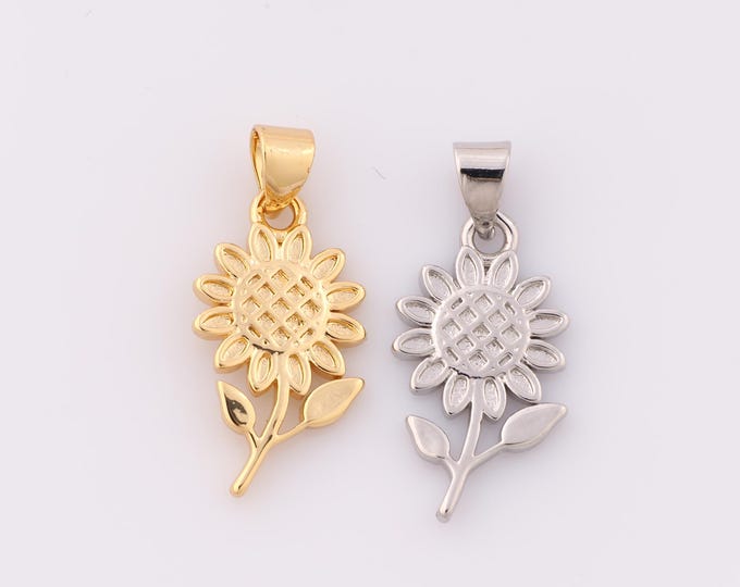 1 pcs Gold Flower Pendant,18K Gold Filled Flower Charm,Flower Charm DIY Bracelet Necklace Jewelry Making Findings Supply