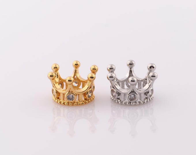1 pcs 18K Gold Filled Crown Bead,King Crown Beads,Queen Crown Bead for DIY Jewelry Making Findings Supply