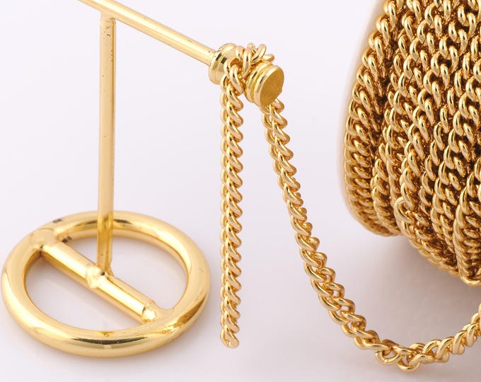1 Meter Gold Curb Chain, 18K Gold Filled Semi Finished Chain, Specialty Chains, DIY Jewelry Making Supplies