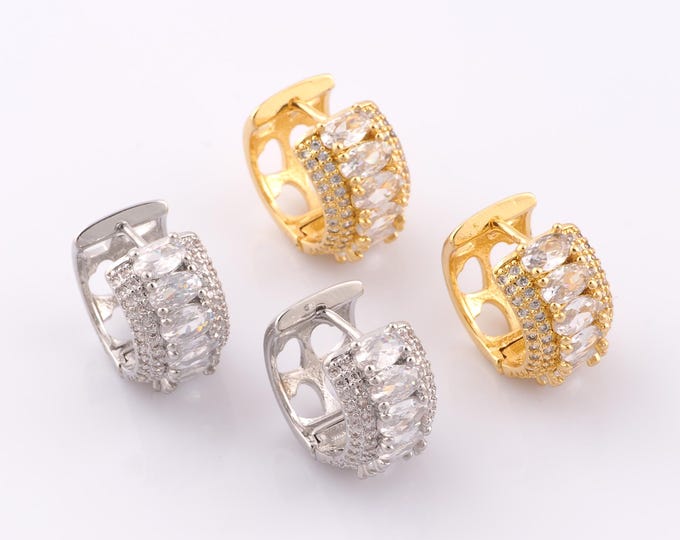 1 pair Gold CZ Hoop Earrings,18K Gold Filled Huggie Hoop Earrings,Hoop Earrings,Hypoallergenic Huggie Hoop,Gift for Her