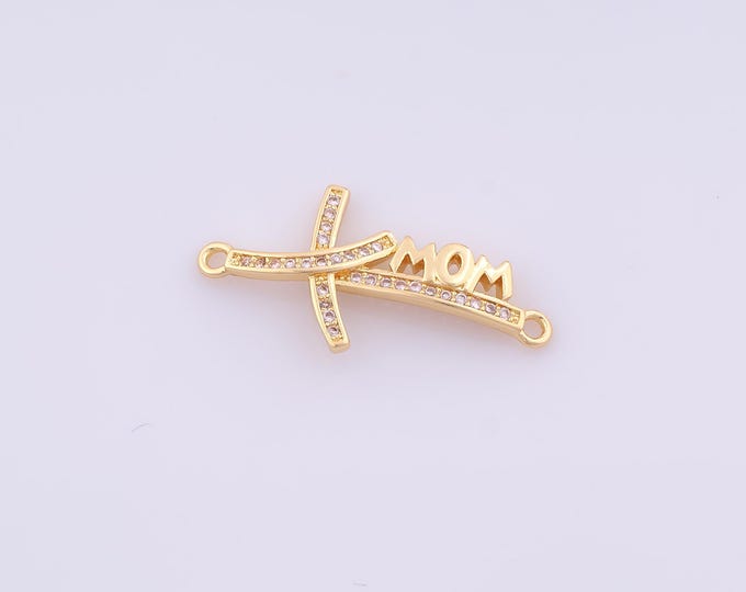 1 pcs Gold CZ MOM Pendant,18K Gold Filled Letter Charm,Mom Charms DIY Bracelet Necklace Jewelry Making Findings Supply